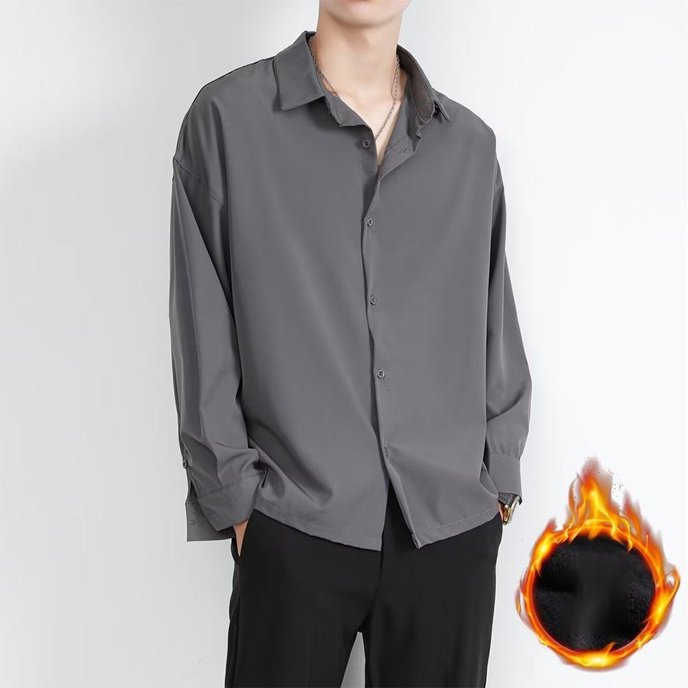 Loose Men's Comfortable Casual Solid Color Long Sleeve Shirt