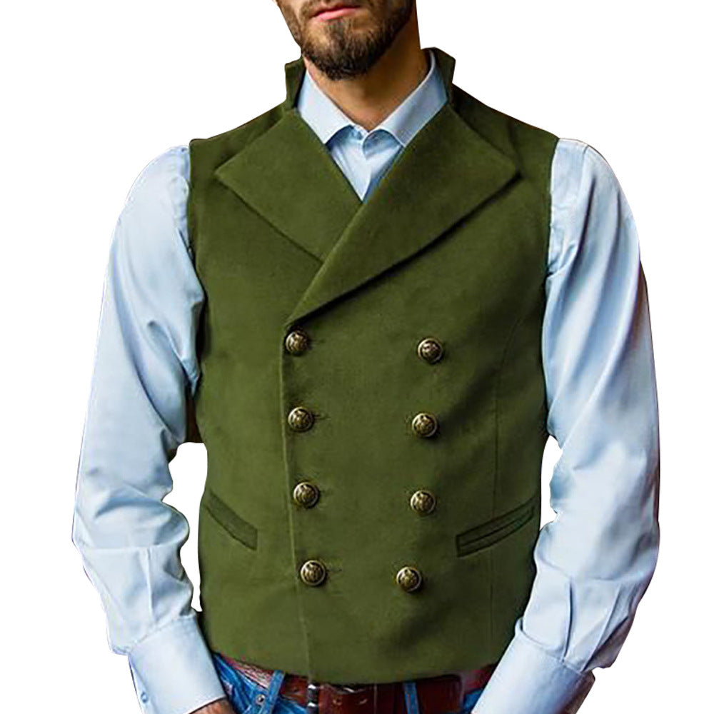 Men's Lapel Double Breasted Solid Vest