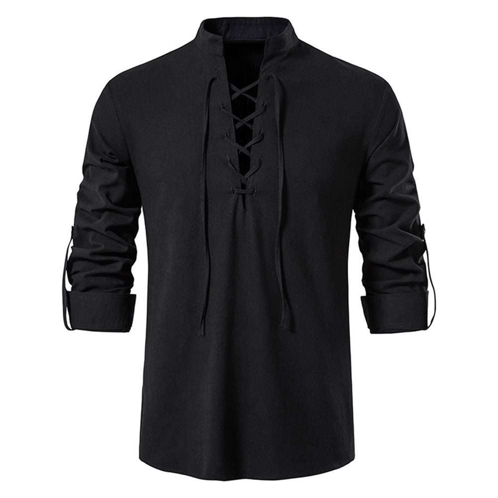 Men's Casual Stand Collar Long Sleeve Shirt