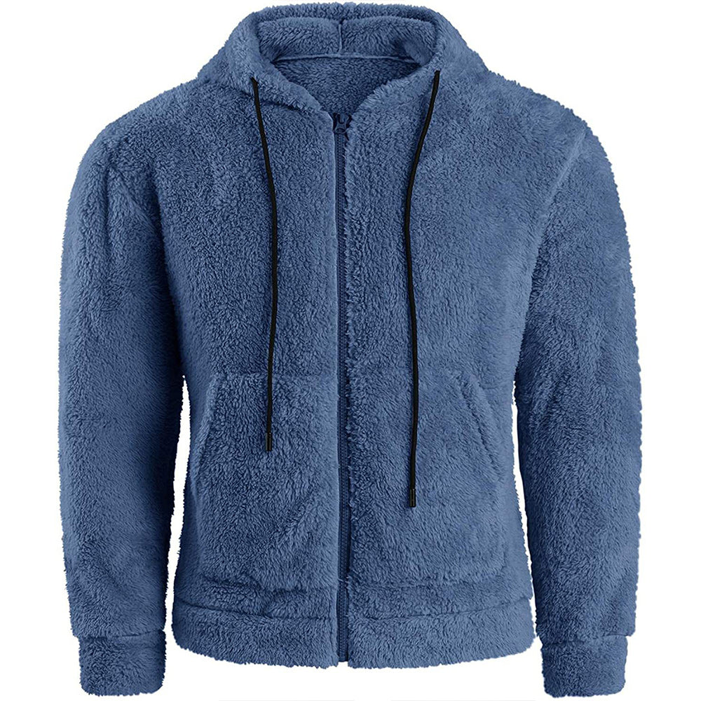 Men's plush cardigan hooded jacket