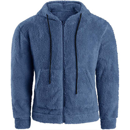 Men's plush cardigan hooded jacket