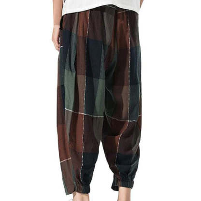 Men's plaid loose sports trousers