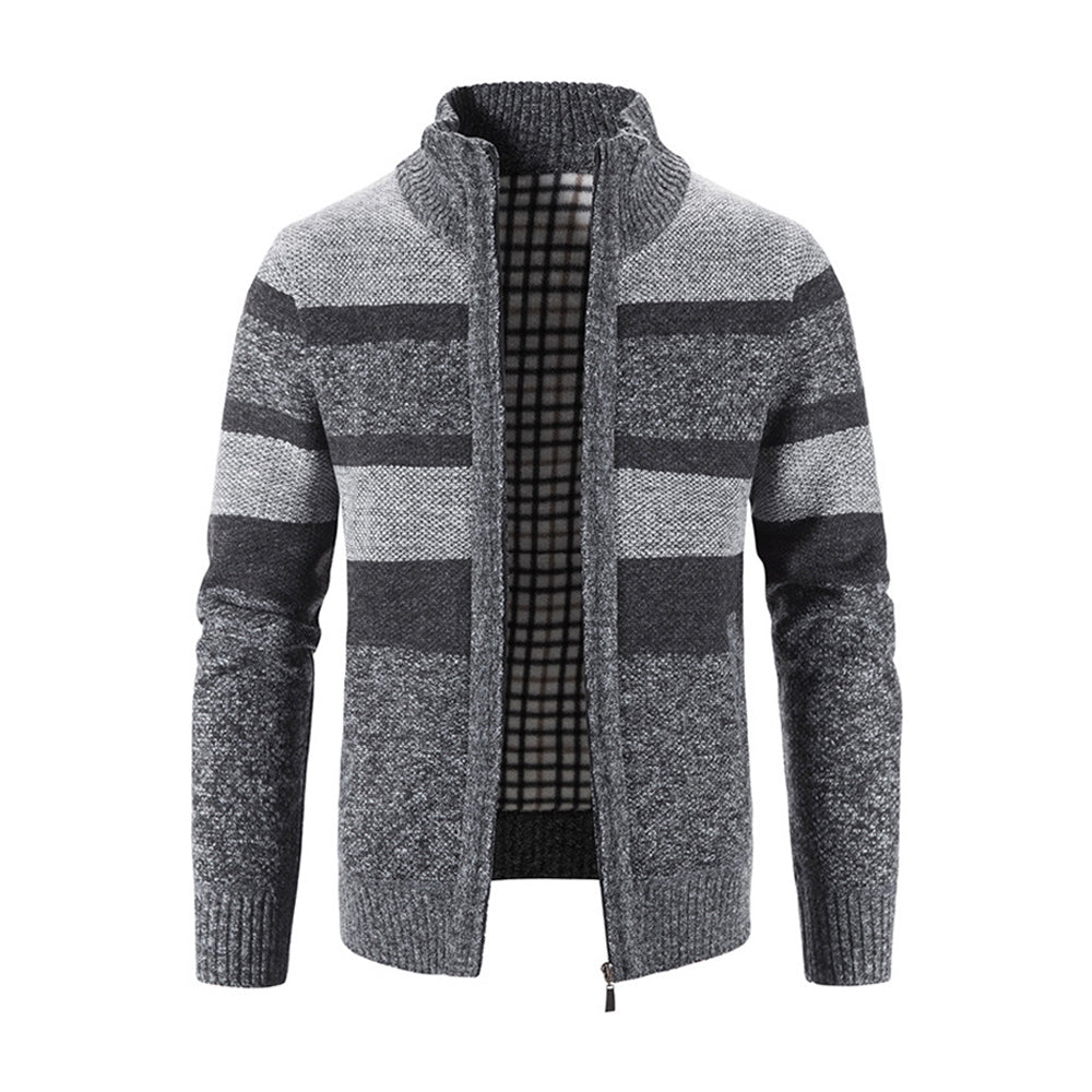 Men's Fashion Stripe Colorblock Sweater Cardigan Jacket