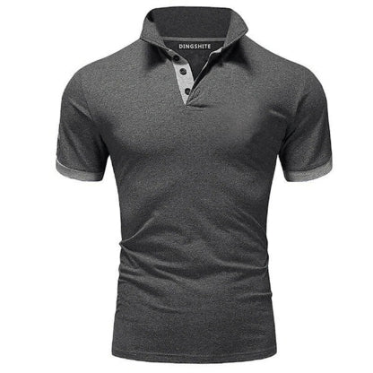 New Men's Stitching Contrast Color Slim Polo Shirt