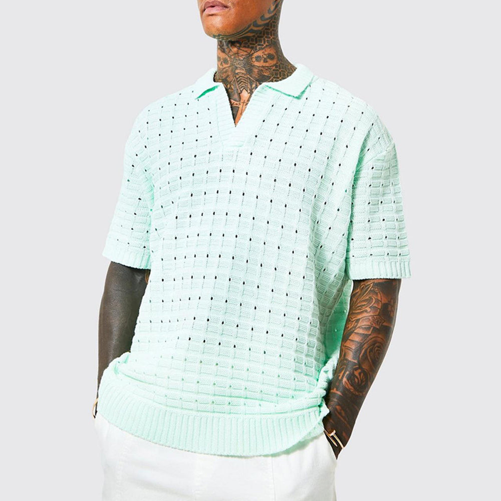 Men's knitted short-sleeve polo shirt