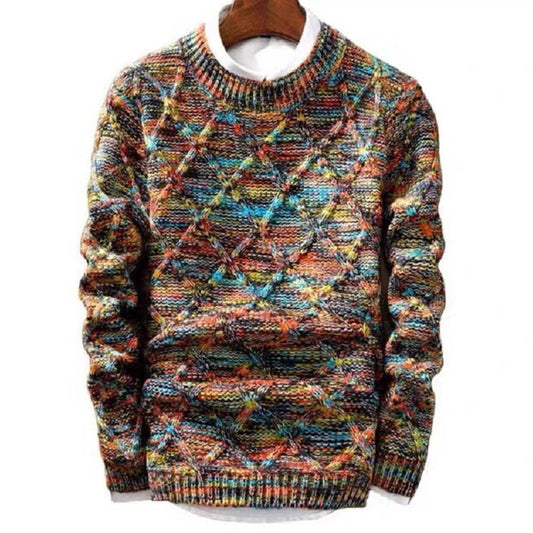 Men's round neck thickened slim trendy sweater