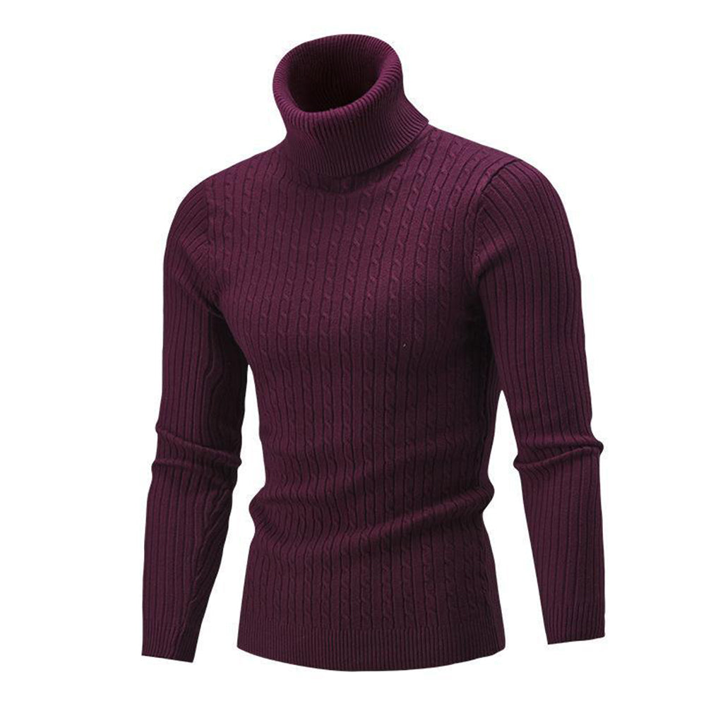 Autumn/Winter Men's Turtleneck Solid Color Knit Pullover Sweater