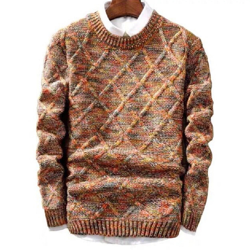 Men's round neck thickened slim trendy sweater