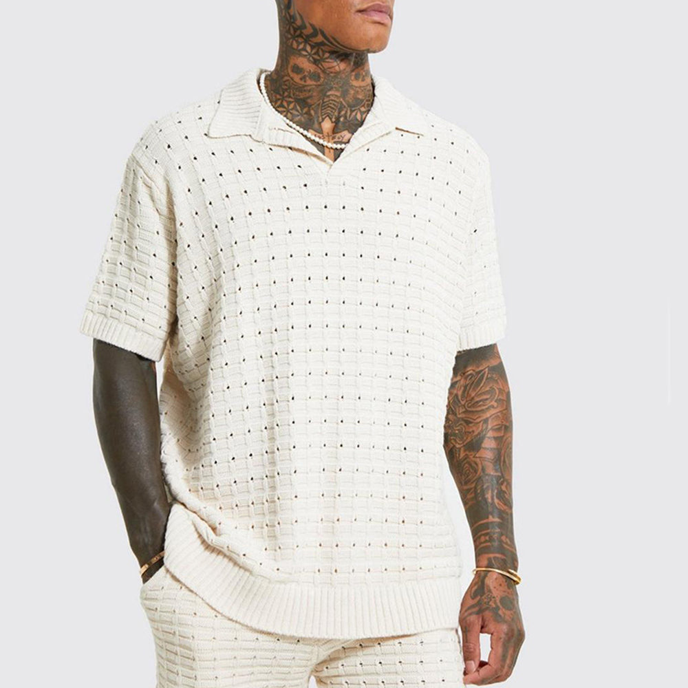 Men's knitted short-sleeve polo shirt