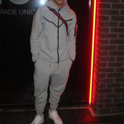 Men's Fashion Zipper Long Sleeve Trousers Set