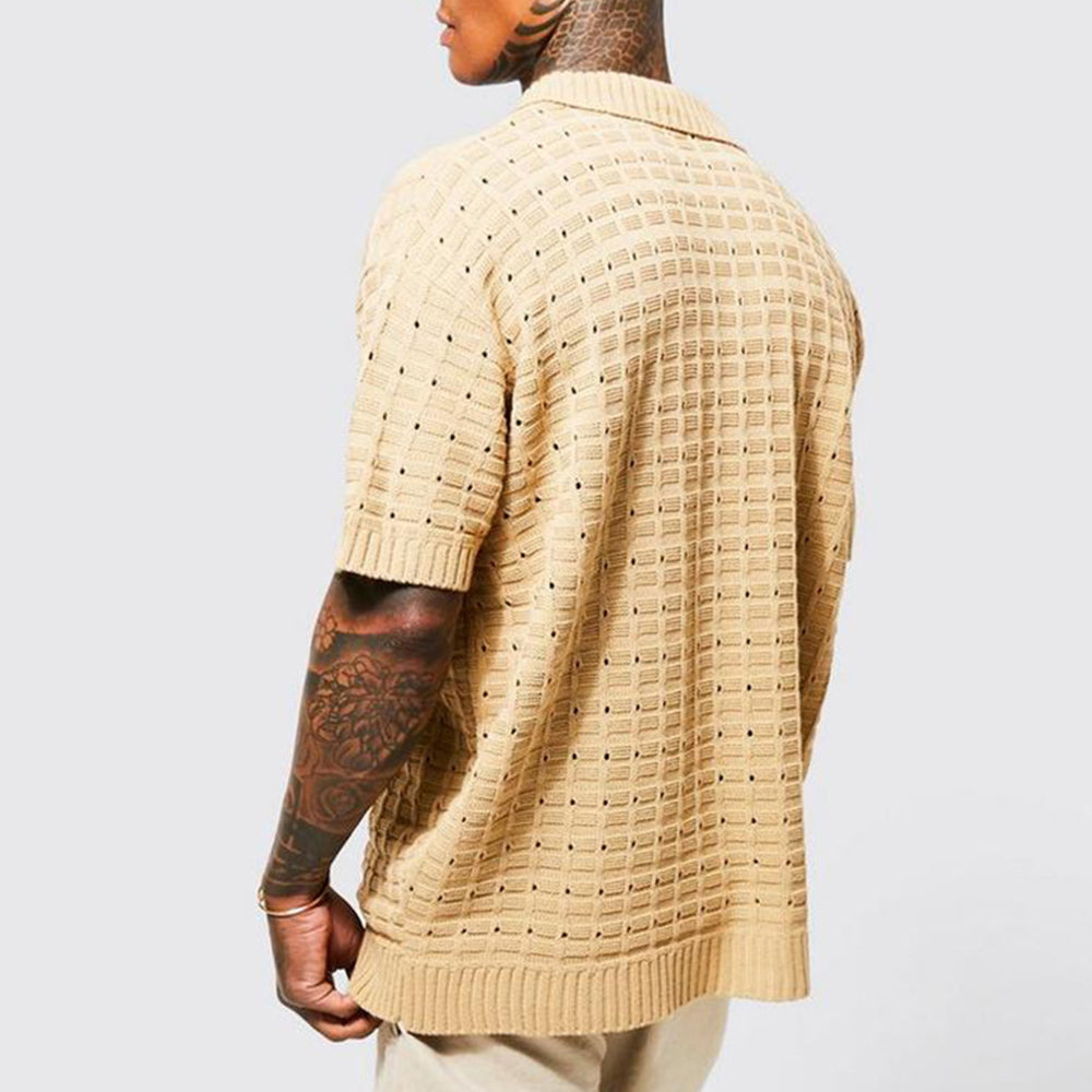 Men's knitted short-sleeve polo shirt