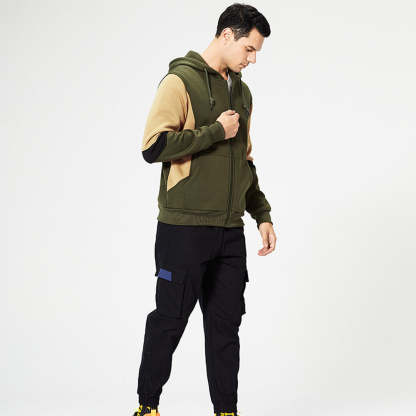 New Men's Fashion Colorblock Contrast Cardigan