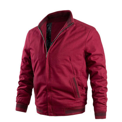 Fashion Men's Rib Neck Solid Jacket