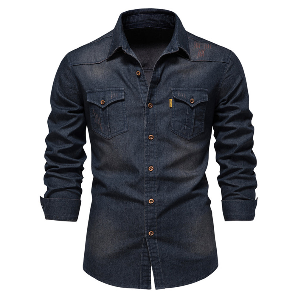 Classic Casual Men's Long Sleeve Denim Shirt