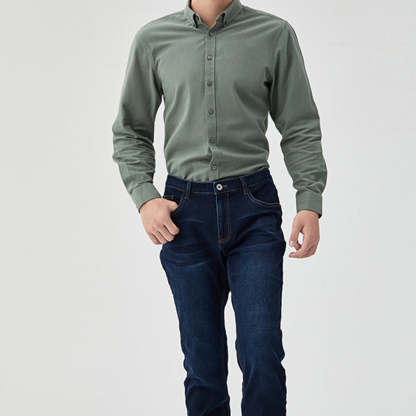 Men's New Brushed Solid Color Casual Long Sleeve Shirt