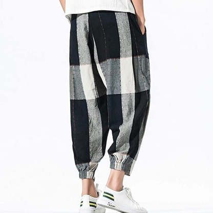 Men's plaid loose sports trousers