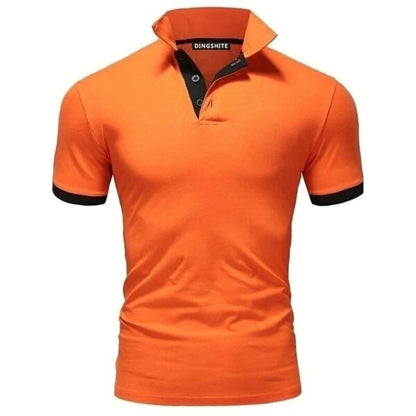 New Men's Stitching Contrast Color Slim Polo Shirt