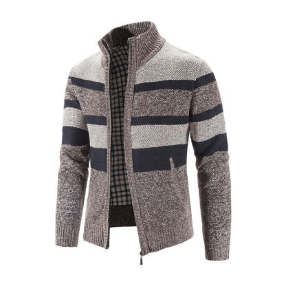 Men's Fashion Stripe Colorblock Sweater Cardigan Jacket