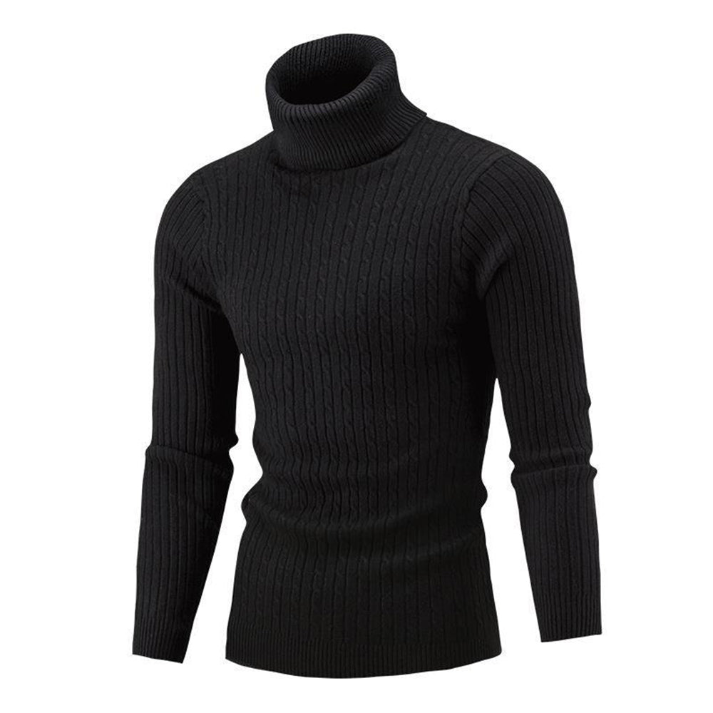 Autumn/Winter Men's Turtleneck Solid Color Knit Pullover Sweater