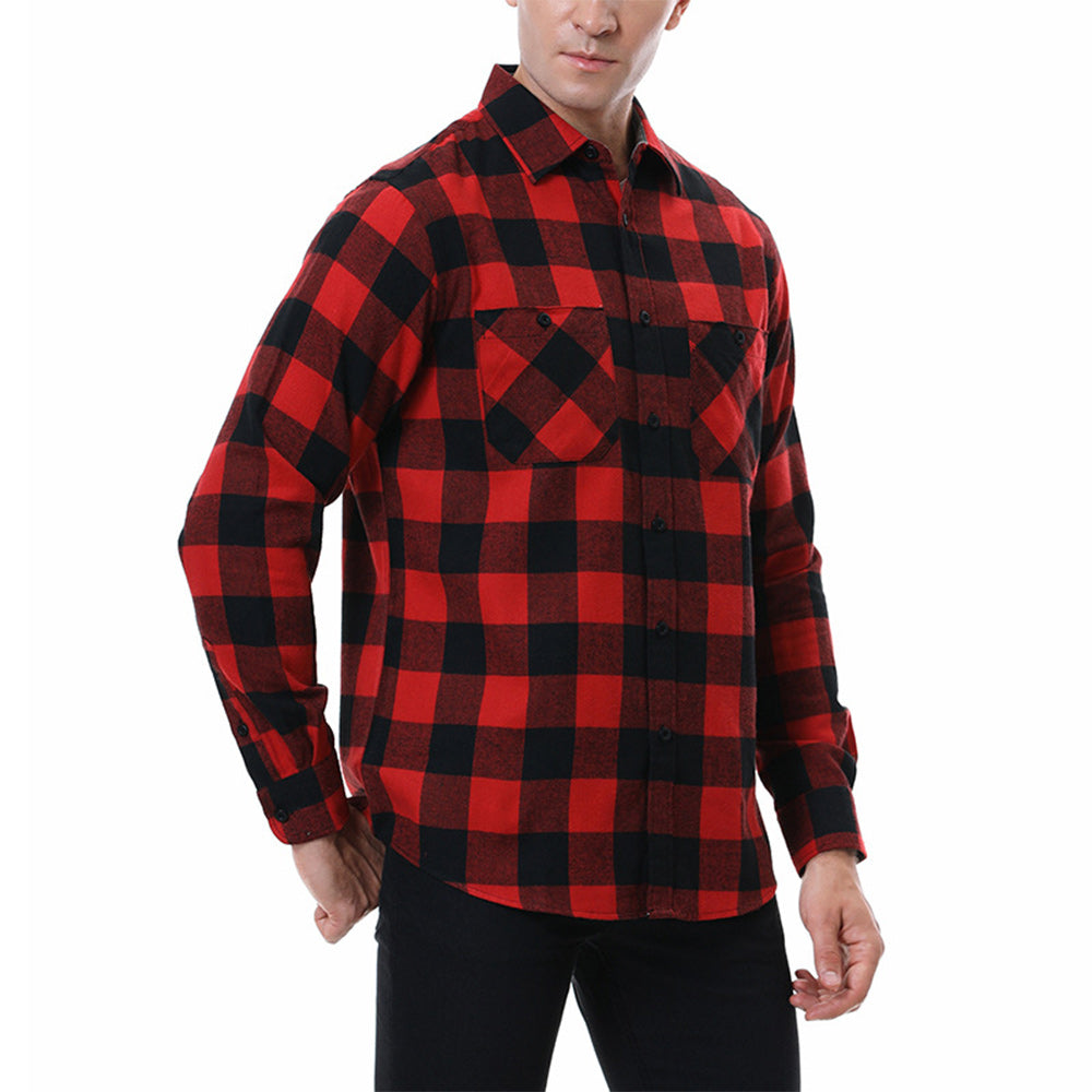 Men's Casual Plaid Long Sleeve Shirt