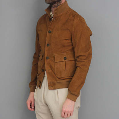 Men's Fashion Slim Fit Solid Color Stand Collar Jacket