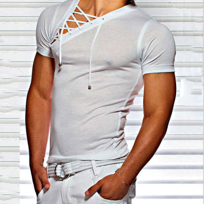 Men's Slanted Lace-Up T-Shirt