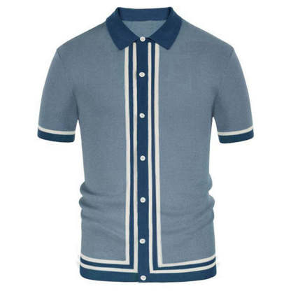 Button-down knitted polo shirt