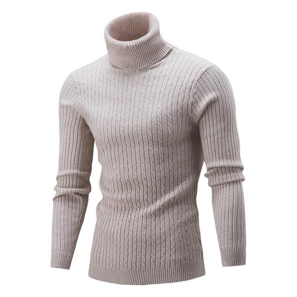 Autumn/Winter Men's Turtleneck Solid Color Knit Pullover Sweater