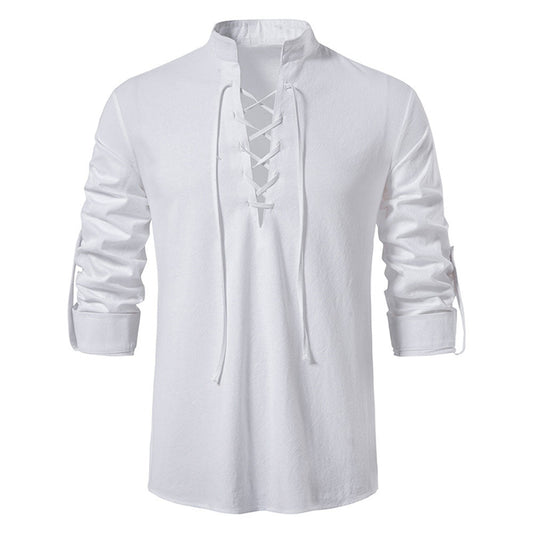 Men's Casual Stand Collar Long Sleeve Shirt