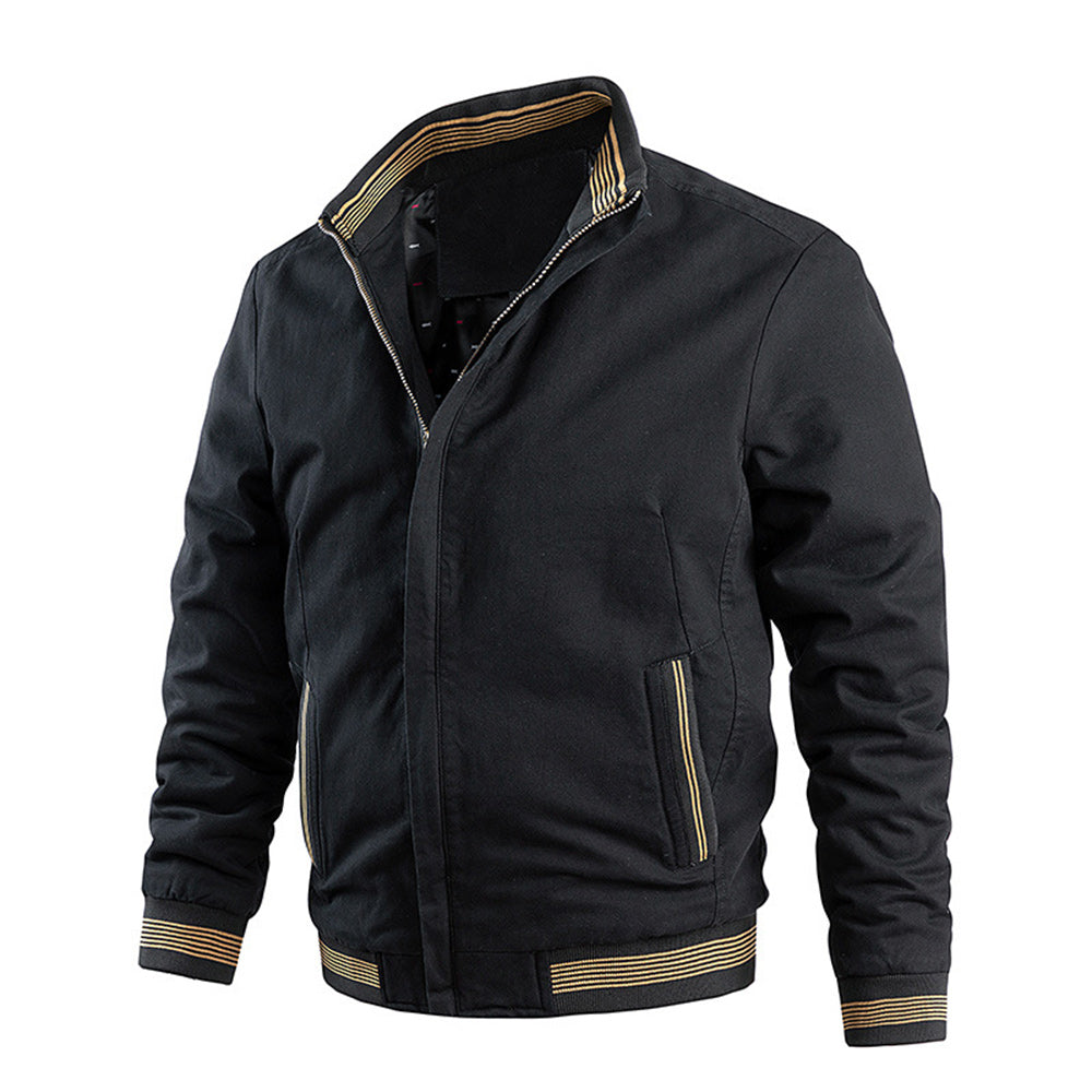 Fashion Men's Rib Neck Solid Jacket