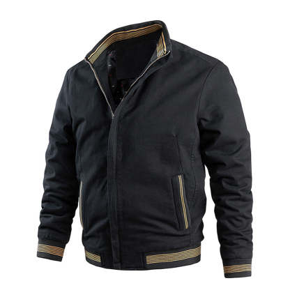 Fashion Men's Rib Neck Solid Jacket