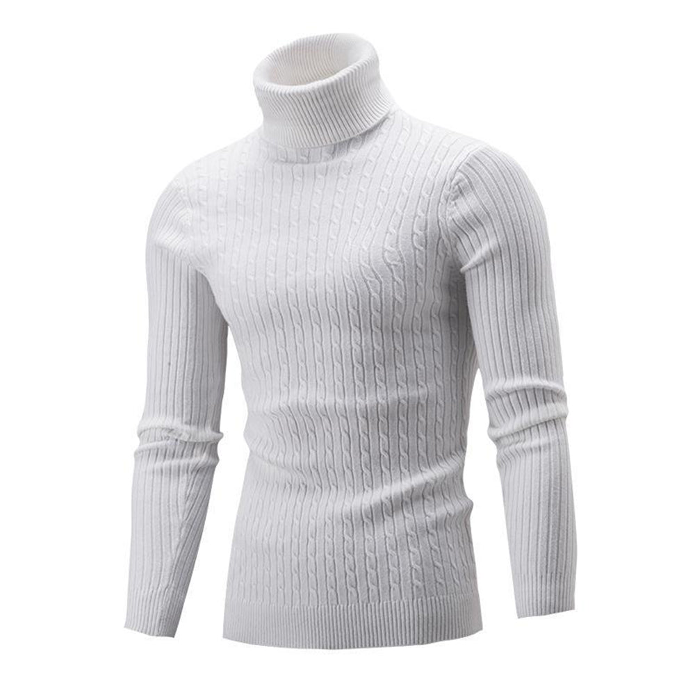 Autumn/Winter Men's Turtleneck Solid Color Knit Pullover Sweater
