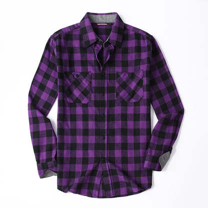 Diggetty Men's Casual Plaid Long Sleeve Shirt