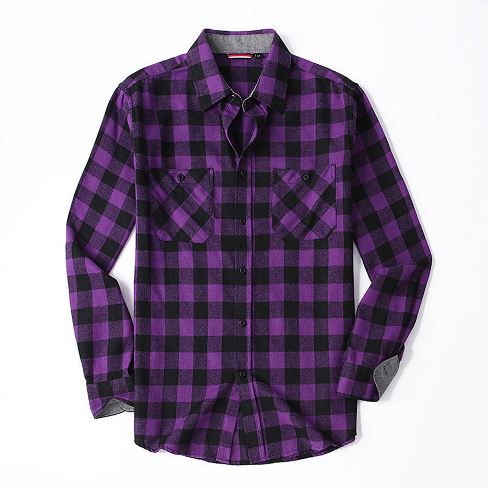 Diggetty Men's Casual Plaid Long Sleeve Shirt