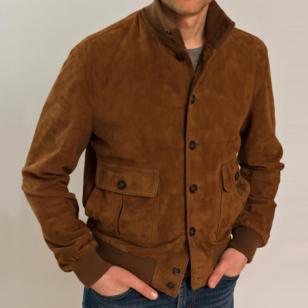 Men's Fashion Slim Fit Solid Color Stand Collar Jacket