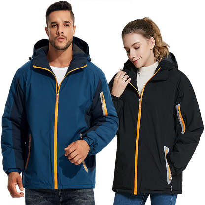 Couples style reflective warm outdoor hooded jacket