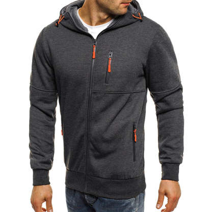 Men's Contrast Zip Slim Fit Hooded Jacket