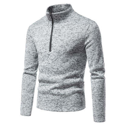 Men's Solid Color Zip Turtleneck Standing Collar Sweater