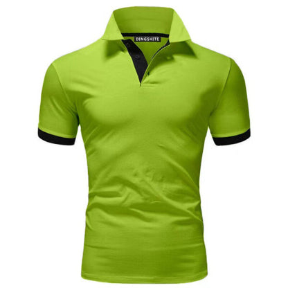 New Men's Stitching Contrast Color Slim Polo Shirt