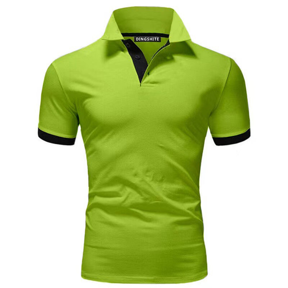 New Men's Stitching Contrast Color Slim Polo Shirt
