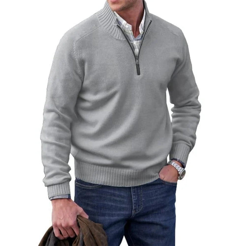 Diggetty Men's Fashion Stand Collar Zipper Thermal Sweater