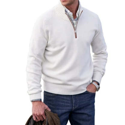 Diggetty Men's Fashion Stand Collar Zipper Thermal Sweater