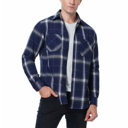 Diggetty Men's Casual Plaid Long Sleeve Shirt