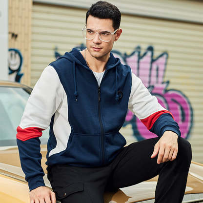 New Men's Fashion Colorblock Contrast Cardigan