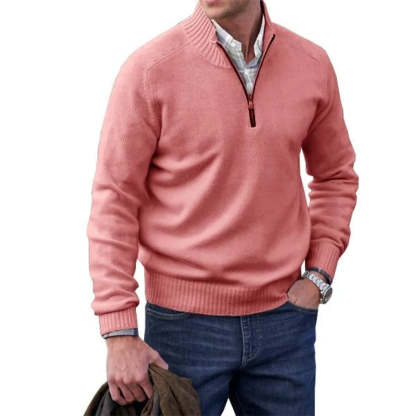 Diggetty Men's Fashion Stand Collar Zipper Thermal Sweater