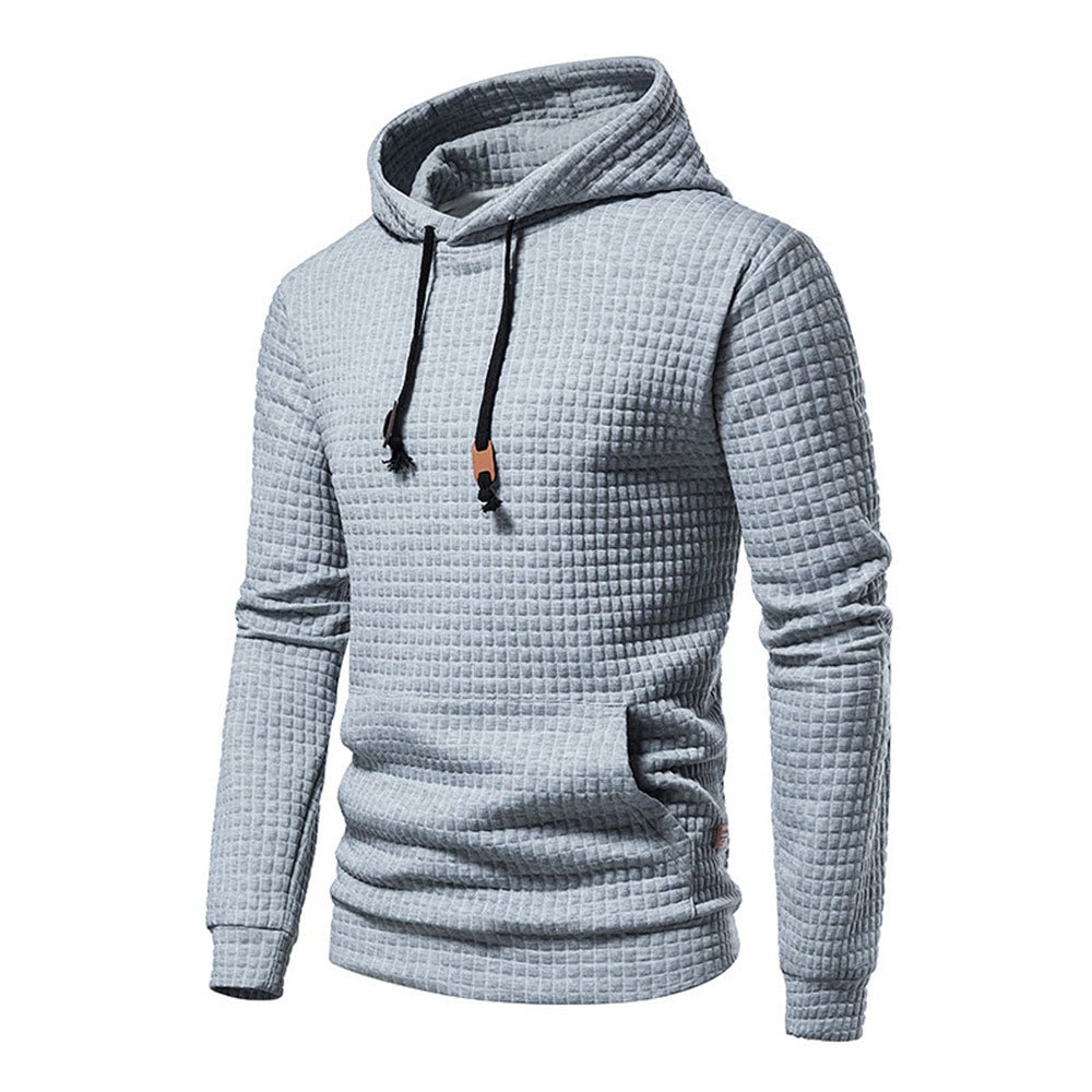 New Men's Fashion Check Casual Pocket Pullover Hoodie