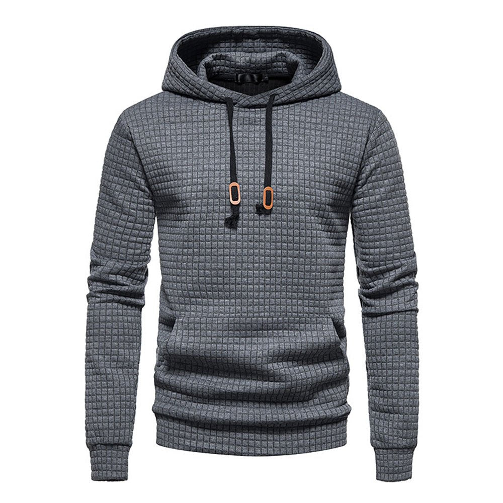 New Men's Fashion Check Casual Pocket Pullover Hoodie