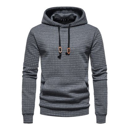 New Men's Fashion Check Casual Pocket Pullover Hoodie