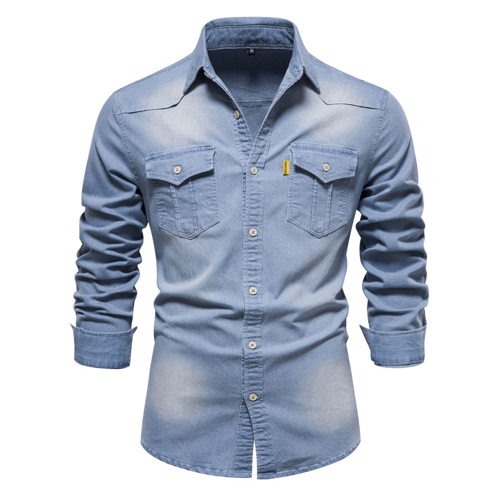 Classic Casual Men's Long Sleeve Denim Shirt