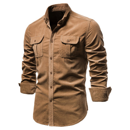 Diggetty Corduroy Men's Business Shirt Slim Fit Casual Shirt